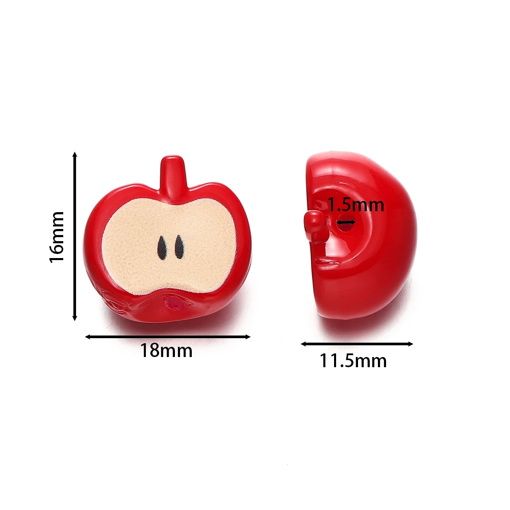 10Pcs 18x16mm Acrylic Beads Fruit 3D Apple shape Loose Spacer Beads For Jewellry Making Diy Necklace Bracelet Accessories