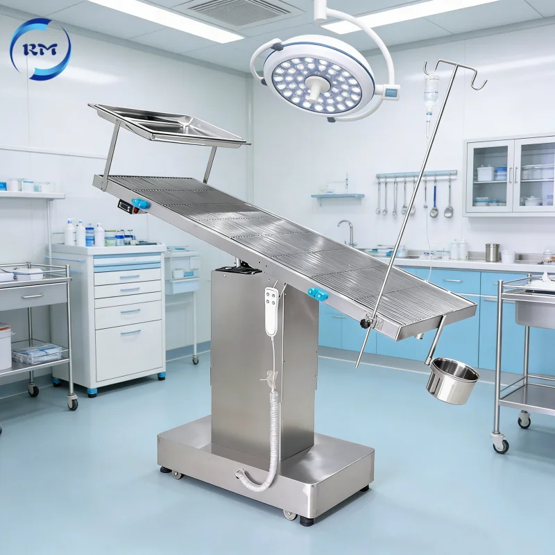 Integrated Frame Vet Operating Table with Detachable Storage Tray for Farm Animal Quarantine Inspection Surgical Operation Use