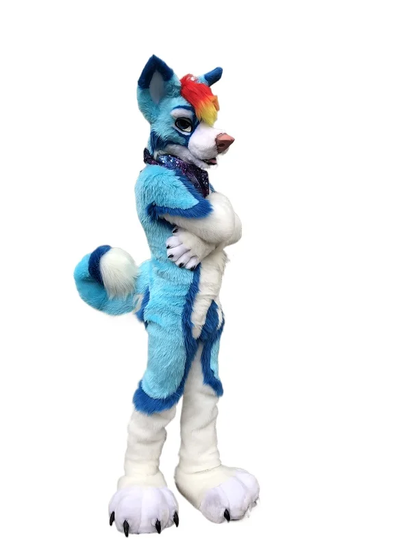 

Blue Husky Fox Dog Wolf Fox Fursuit Mascot Costume Adults Halloween Christmas Cosplay Party Outfits