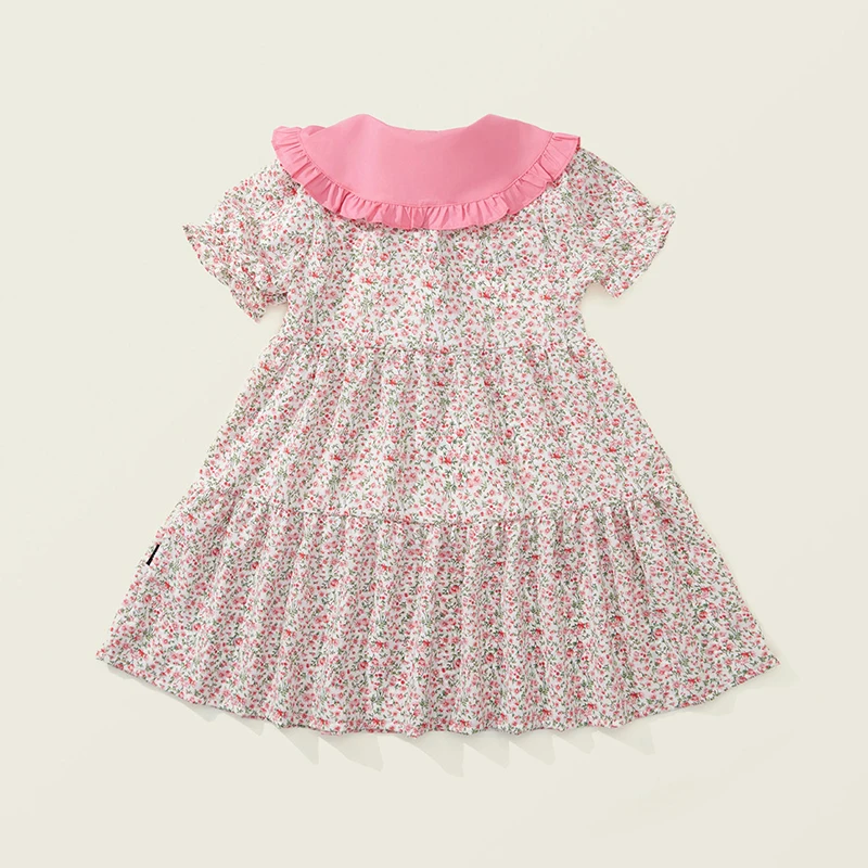 Baby Girls Dress Kids Summer Cute Flowers Dress+Inclined Shoulder Bag 1-8 Years Old Children Fashion Doll Collar Princess Dress image 6