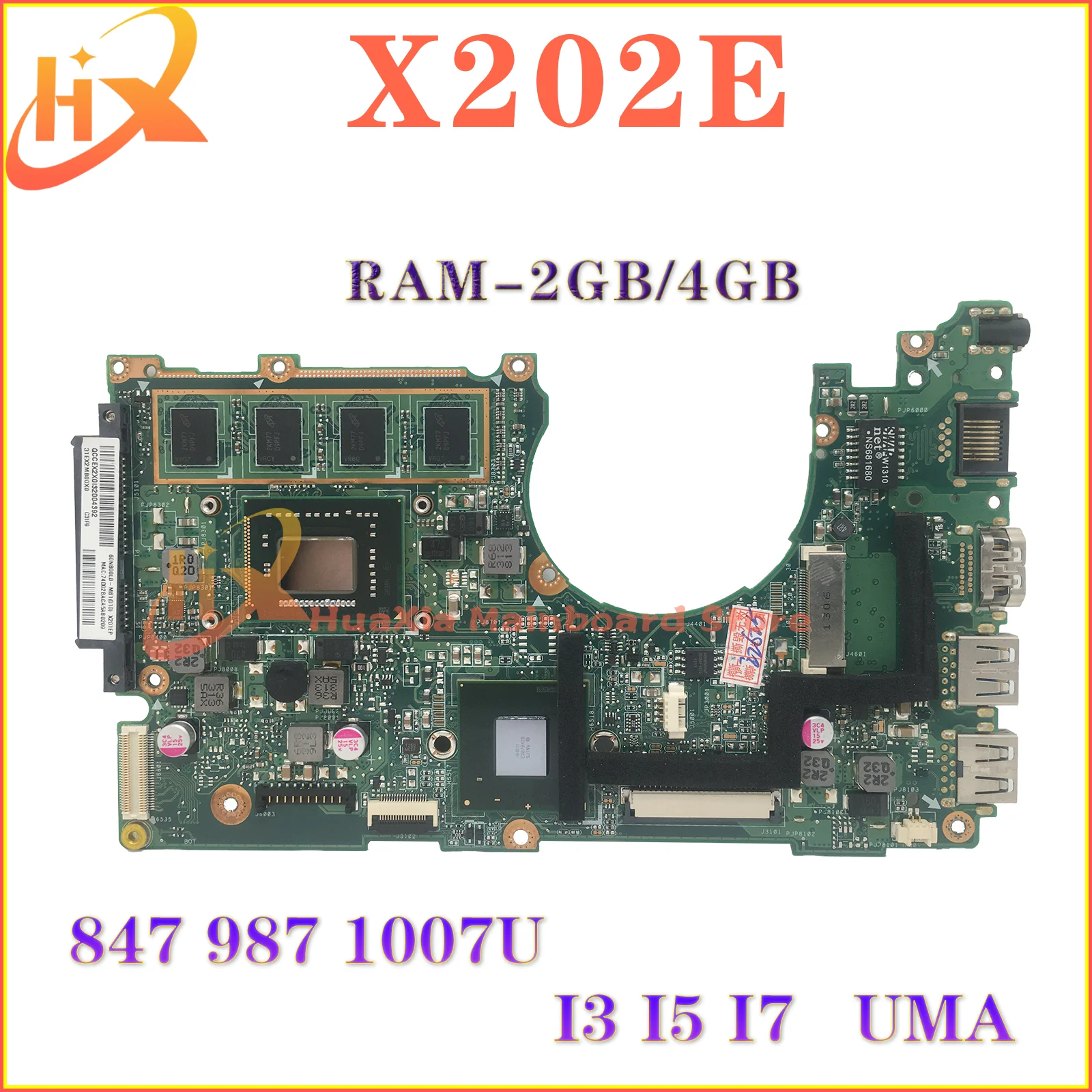 

Notebook X202E Mainboard For ASUS X200E X201E S200E X201EP X201EV Laptop Motherboard 847/987/1007U I3 I5 I7 2GB/4GB-RAM