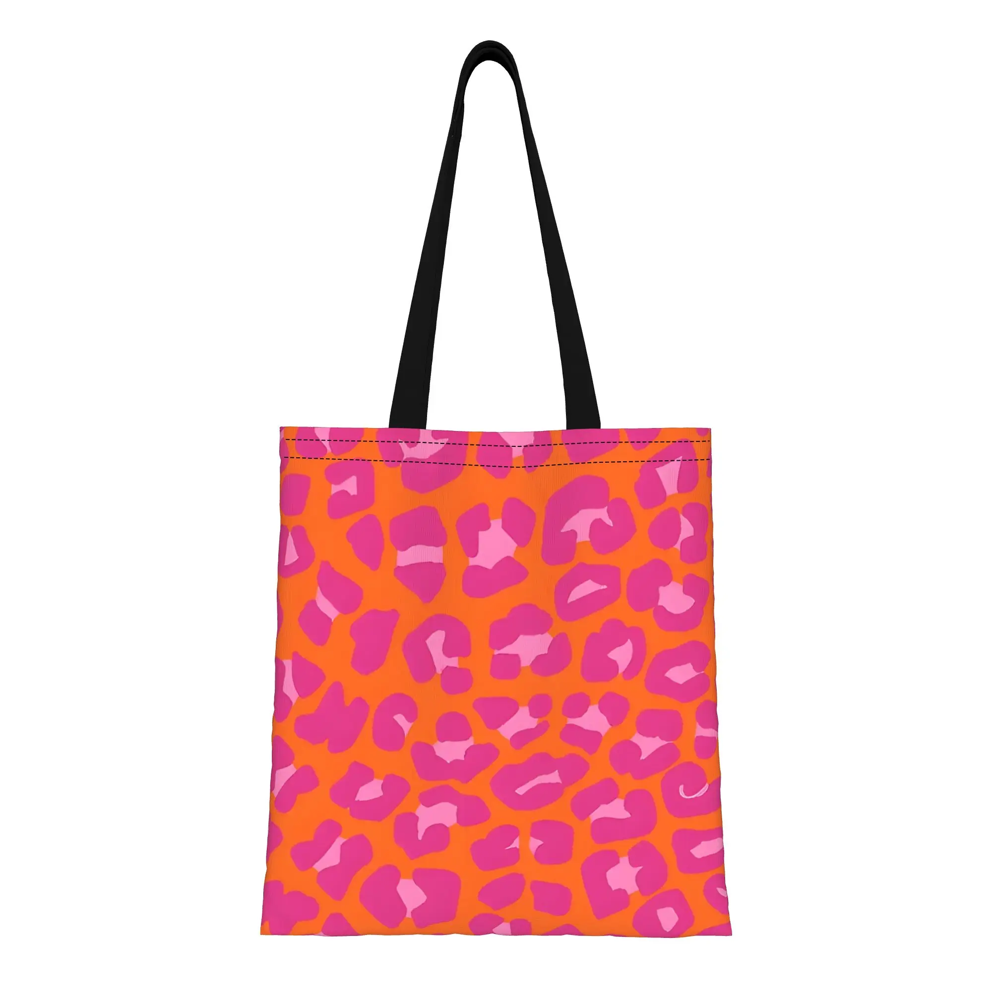 Orange And Pink Leopard Spots Print Pattern Leopard Print Canvas Tote Bag Perfect for Travel Women's Top-Handle Bags