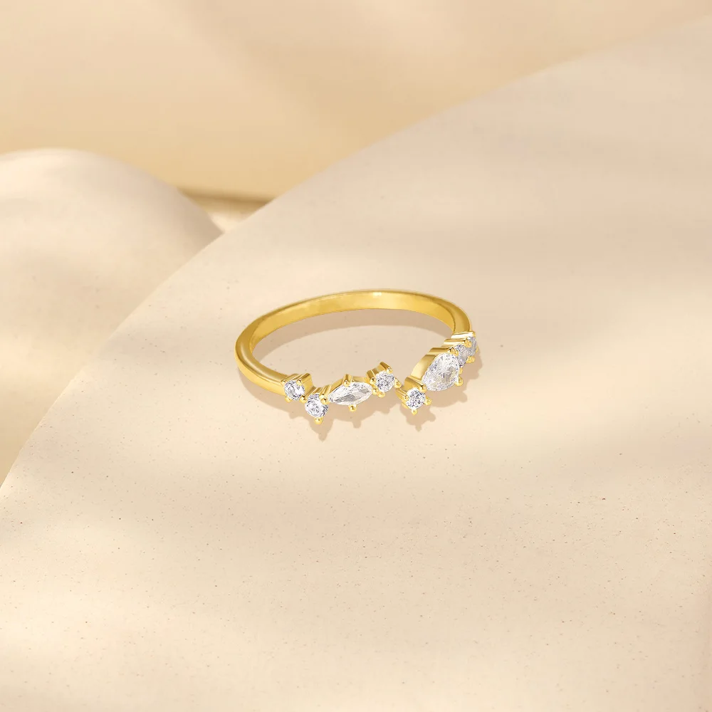CANNER 925 Silver Sweet Four Leaf Flower Rings For Women 18K Gold Adjustable Zircon With Super Sparkling Star Points Ins Gift