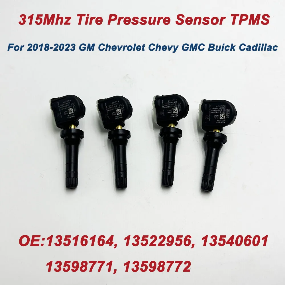 4Pcs OE 13516164 13598772 13598771 315Mhz for 2018-2023 Chevrolet Equinox GMC Terrain Silverado Sierra Tire Pressure Sensor TPMS