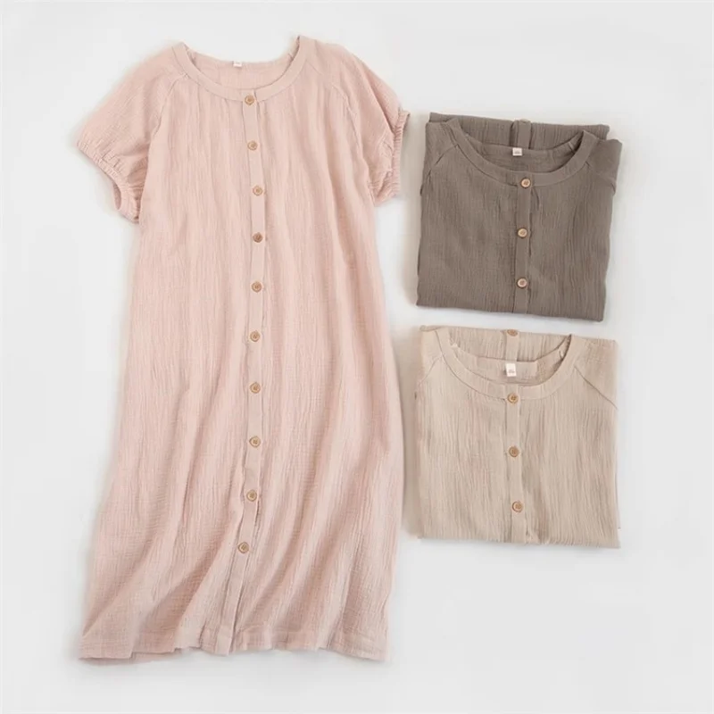

100% Cotton Nightdress Women Pajamas Pure Cotton Shirt Dress Loose Nightwear Home Clothes Can Be Worn Outside Dress Summer Gift