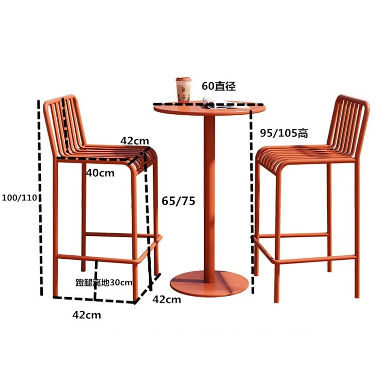 

Modern Simple Courtyard Balcony Leisure Negotiation Wrought Iron Bar Stool Outdoor Table Chair Combination