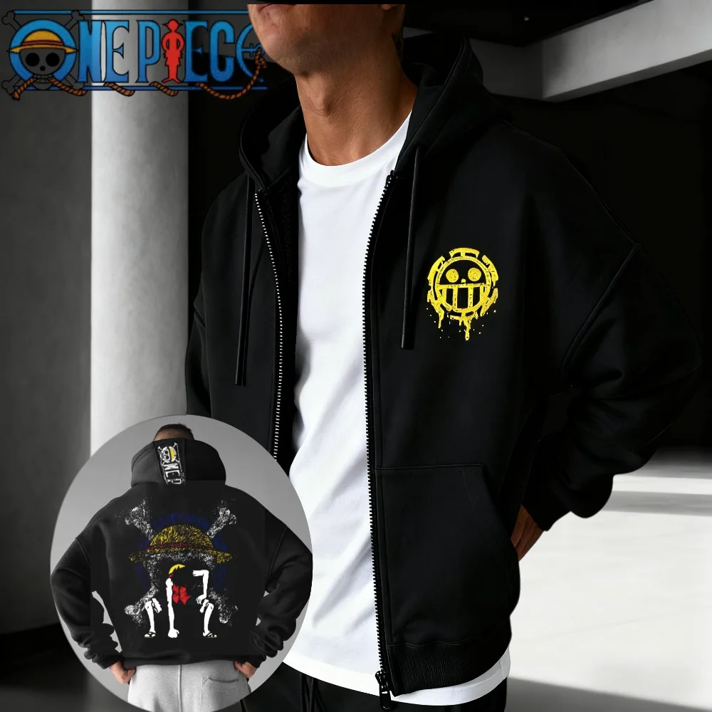

One Piece Zipper Coat Hoodie Sweater Long Sleeve Monkey D. Luffy Japanese Anime Autumn/Winter Men's Women's Cotton Zipper Hoodie
