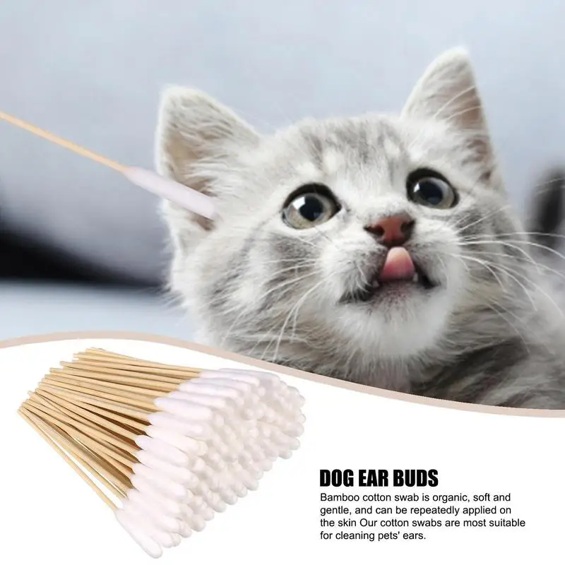 

Dog Cotton Buds Pet Ear Cleaner 100pcs Animal Ear Cleaner Big Cotton Swab Sticks For Cat Dog Ear Wax Removal Pets Care Supplies