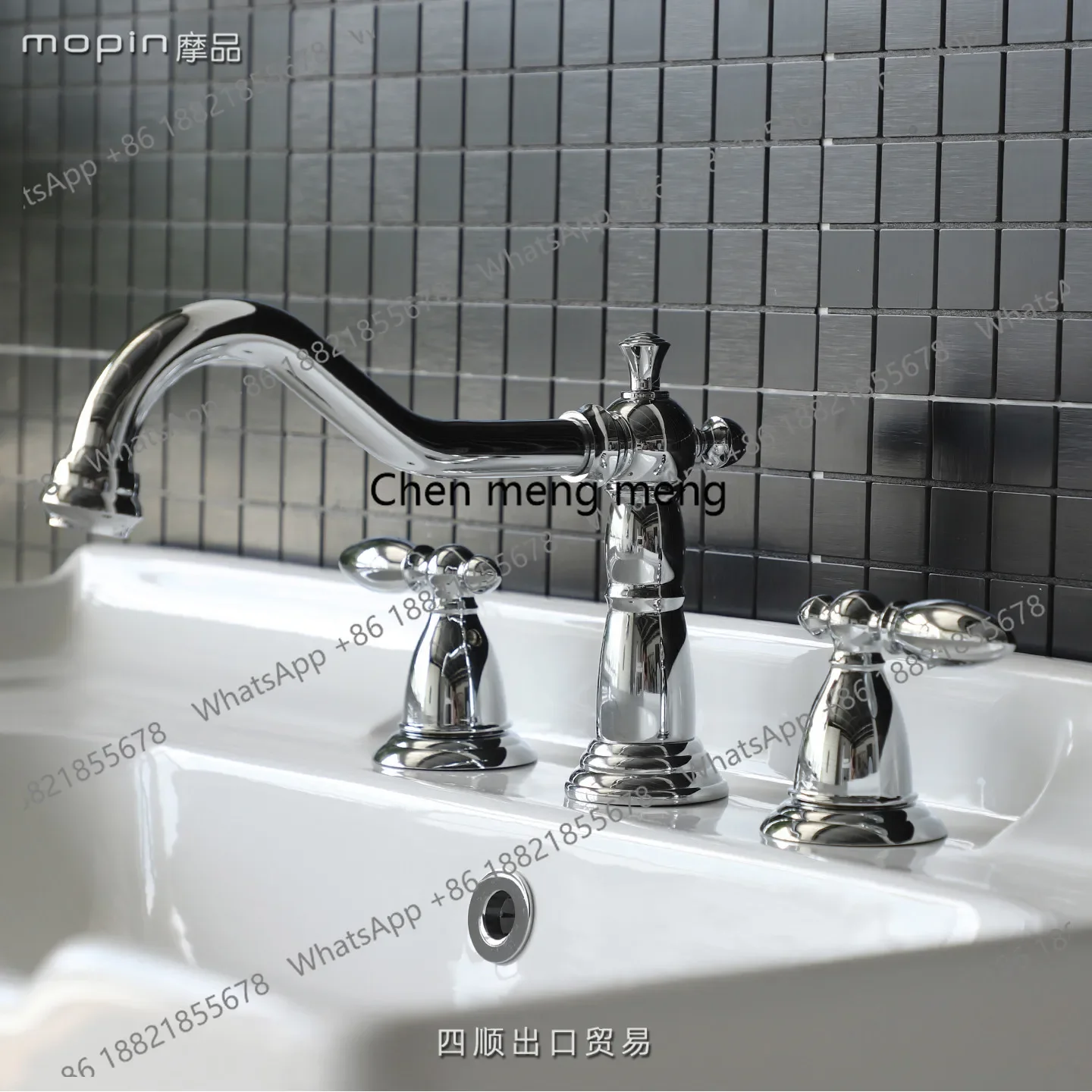 

Большая акция: Французский ретро-смеситель для раковины с тремя отверстиями, удлиненным изливом, полностью медный, с гальваническим покрытием.