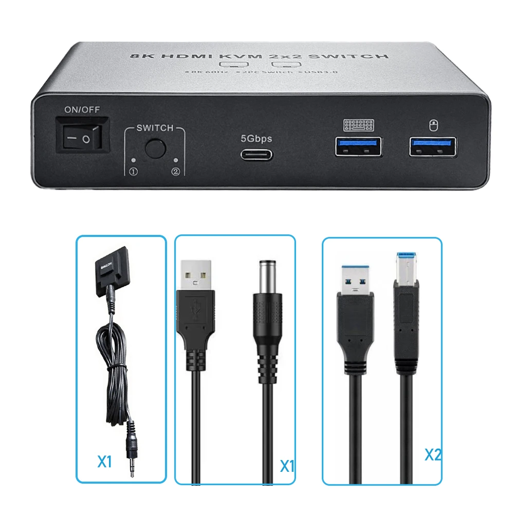 8K HDMI 2.1 KVMスイッチ デュアルモニター HDMI 2.1+HDMI 2.1 KVM