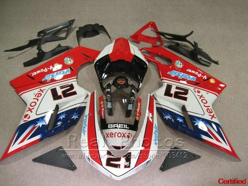 

Top selling fairing kit for Ducati 848 1098 1198 07 08 09 10 11 deep blue white red fairings set 848 1198 2007-2011 8
