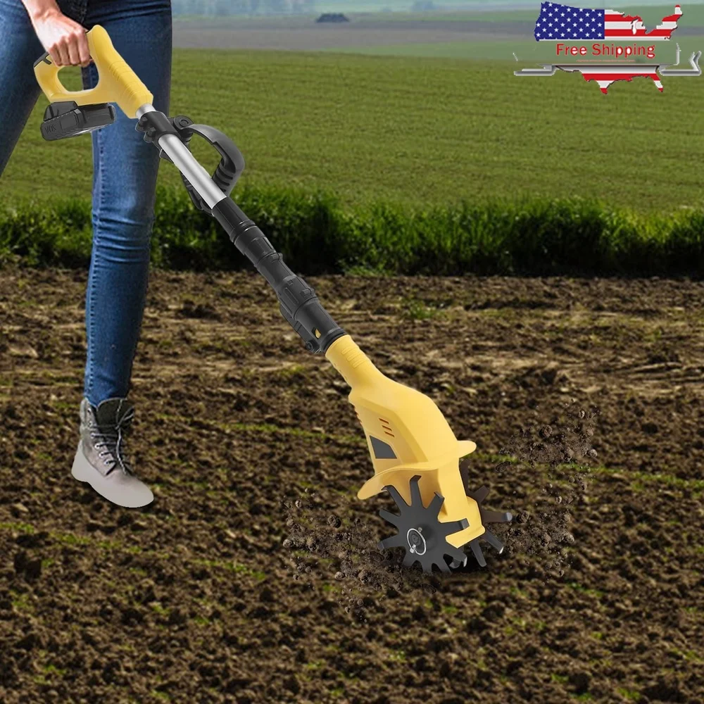 

Cordless Handheld Cultivator 250RPM Lightweight Battery Powered Soil Tiller Low Noise Rechargeable Garden Tool Adjustable Height