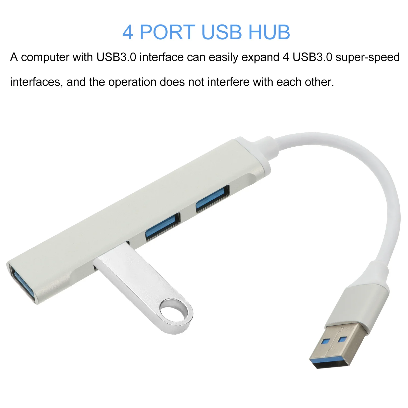 1 peça usb3.0 hub de liga de alumínio divisor de expansão multiportas portátil laptop escritório hub de dados divisor de extensão usb