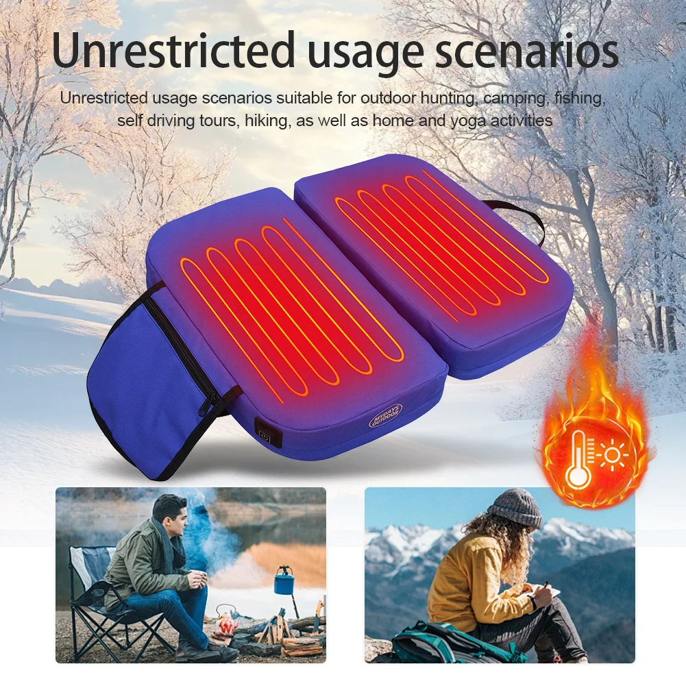 Electric Heated Seat Cushion USB Power Folding Heating Chair Pad 3 Levels Outdoor Camping Seat Cushion for Camping Stadium