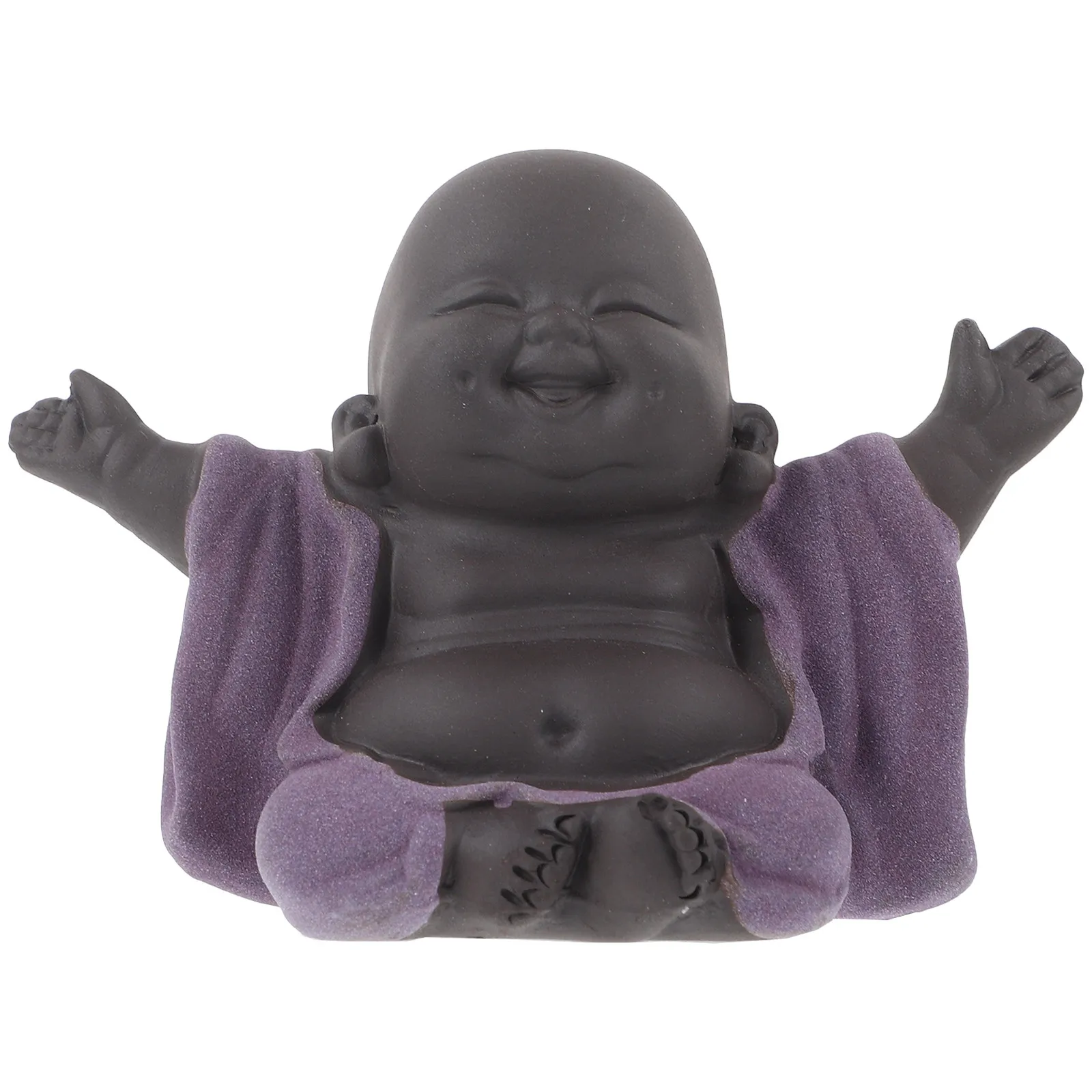 Purple Sands Laughing Buddha Desktop Decoration Mini Tea Pet Ornament for Home Office Tea Table Creative Exquisite Indoor Decor