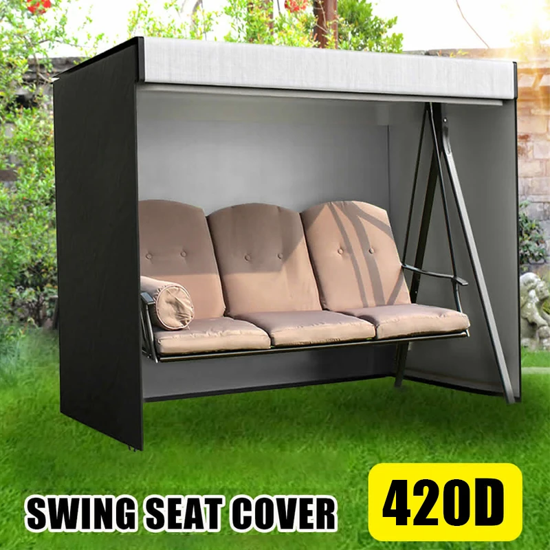 3Seaters Garden Swing Sunscreen Chair Cover Zip Canopy Hammock Waterproof Patio Heavy Duty Durable Gardening Accessories