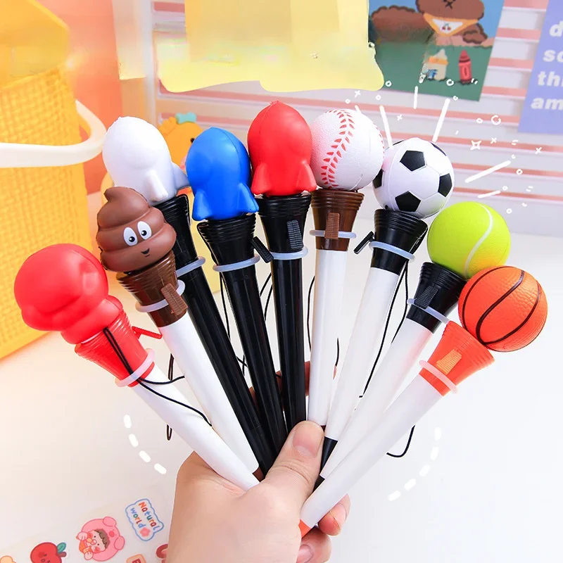 1pcs Creative Relief Bouncing Gel Pens Novelty Poop Squeeze Rebound Shoot Pen Students Puzzle Toy Water Pen Student Stationery