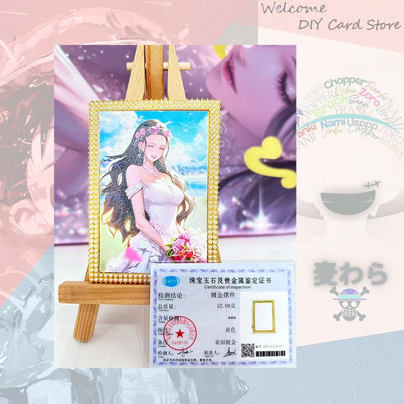 Japanese Anime ONE PIECE Metal Drill Card No. 55 with Certificate Tashigi Nefertari D. Vivi Boa Hancock Collectible Cards