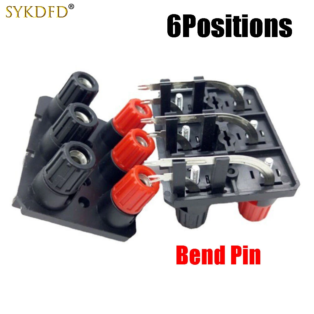 

1Pcs 6Position 4mm Banana Socket External Audio Jack Speaker Amplifier Screw Post Terminal Block Connector Bend Pin