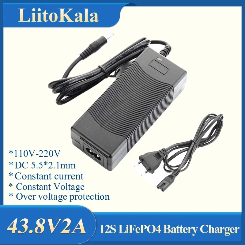 LiitoKala 36V 2A LiFePO4 battery Charger output 43.8V 2A charger 36V LiFePO4 Charger Used for 12S 36V battery LFP