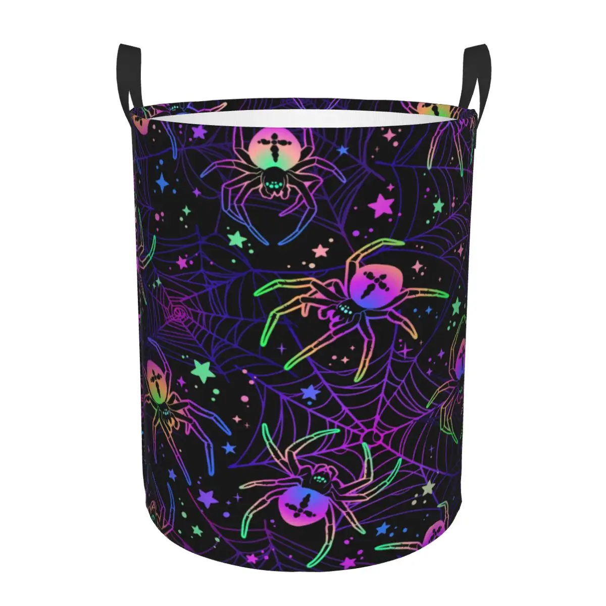 Custom Halloween Trippy Spider Star Laundry Basket Collapsible Clothes Hamper for Baby Kids Toys Storage Bin