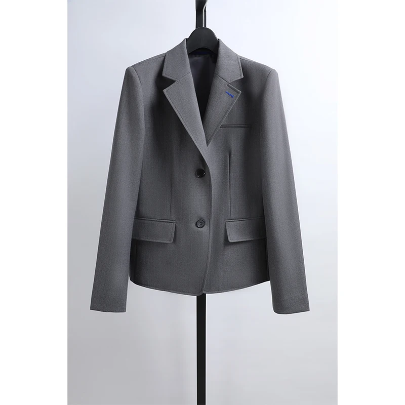 

Awei Spring New Arrival Women's Casual Straight Leg Woolen ort Coat Brand Clothing Commute Sle Long Sve Suit Jaet