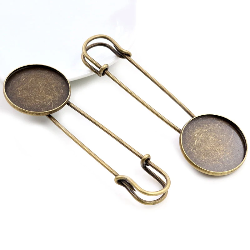 5pcs 25mm 20mm 18mm Inner Size Bright Silver Plated Gold Plated Bronze Brooch Pin Simple Style Cabochon Base Setting Pendant