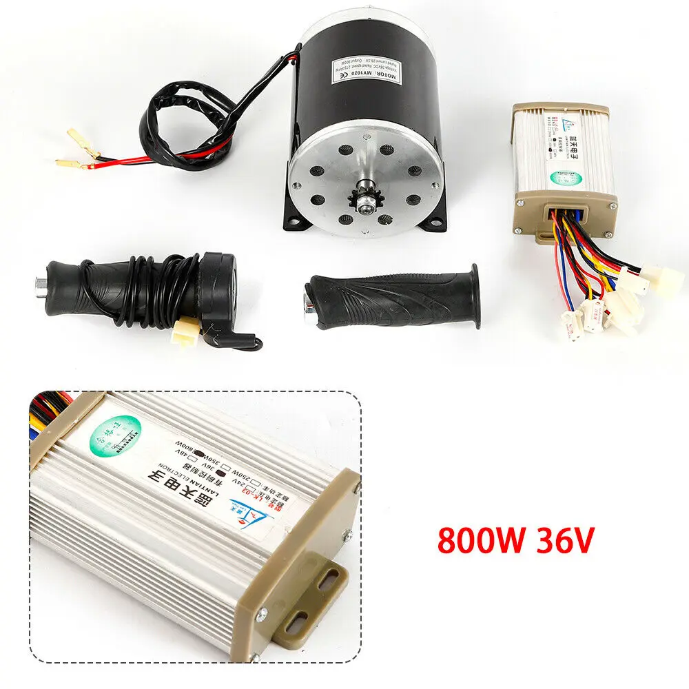 Electric Bike Conversion Kit, Brushed Motor Controller, E-bike, Scooter, Skateboard Motor, T8F, 25H Chain, 36V, 800W