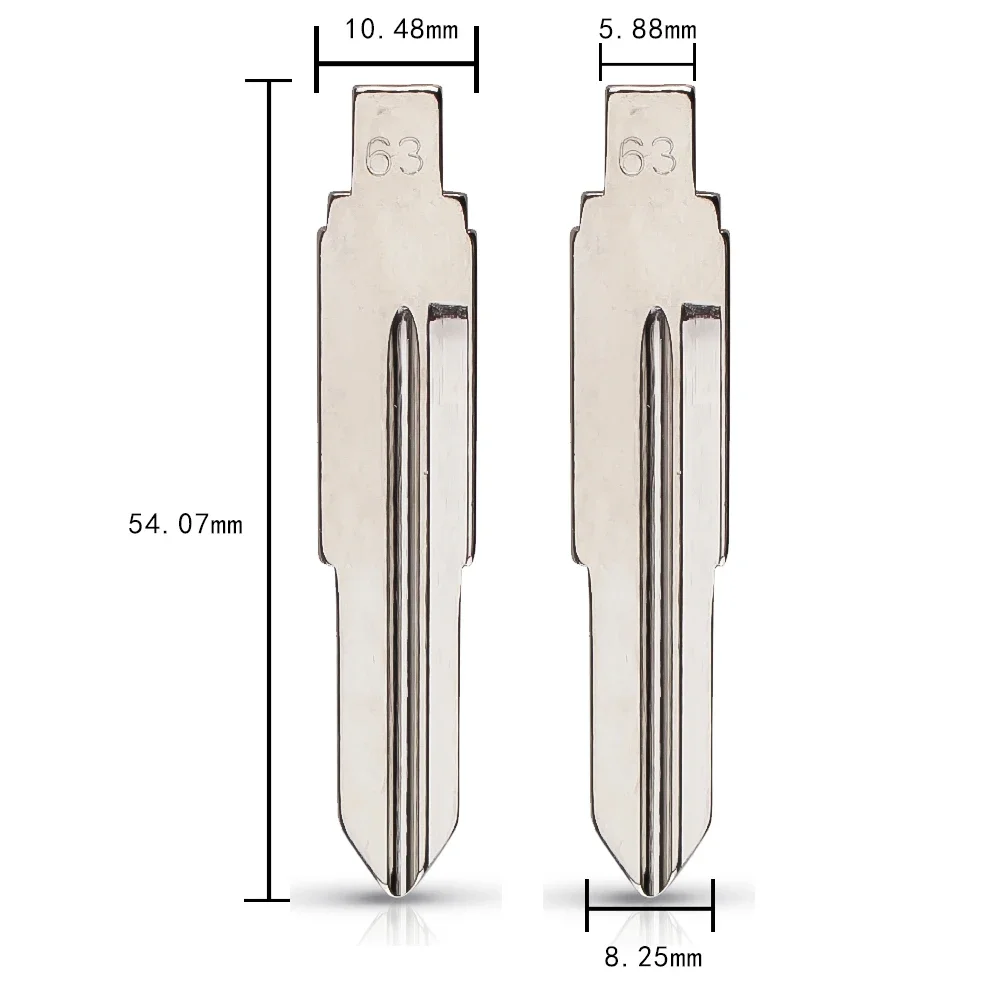 KEYYOU Metal Blank Uncut Flip KD Remote Key Blade Type #63 for Chery QQ6 NO. 63 Blade