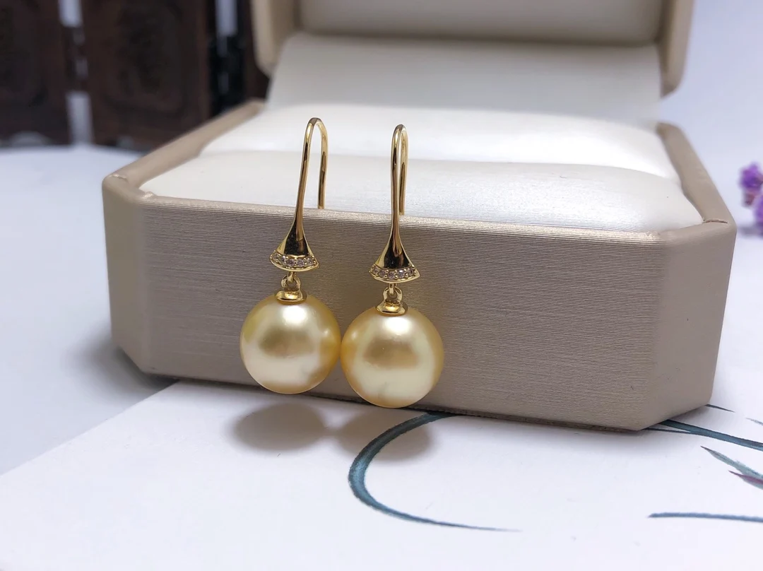 shilovem 18k yellow gold Natural freshwater pearls Drop Earrings fine Jewelry women trendy wedding plant new yze10-10.5999zz