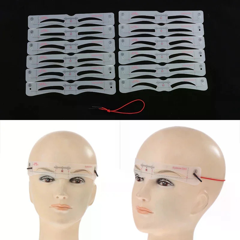 Silikon 12 Stück Augenbrauen Schablonen Make-up Zeichnung Guide Karte Vorlage Diy Zubehör