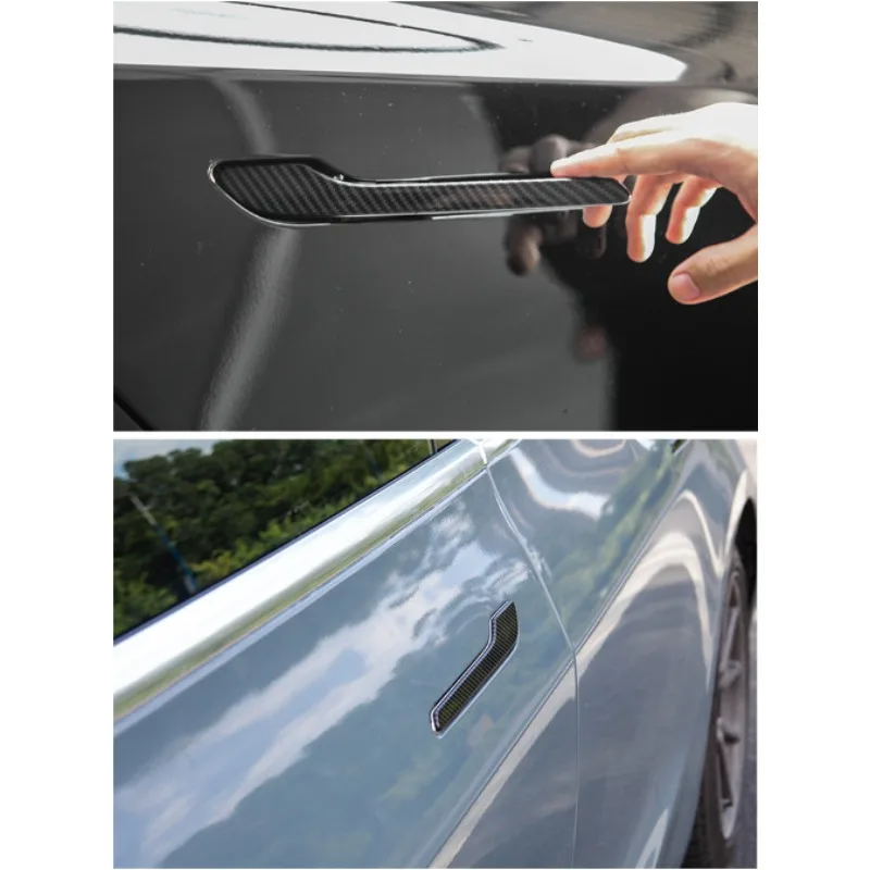 For Tesla Model 3 Y Carbon Fiber ABS Styling Premium Durable Accessories model3 2023 Car Door Handle Cover Protector Sticker