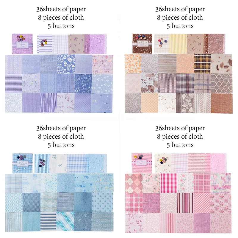 Mr Paper 36pcs Mixed Material Paper for Cloth Between Romance Journal Scrapbooking Supplies Material Labels paper