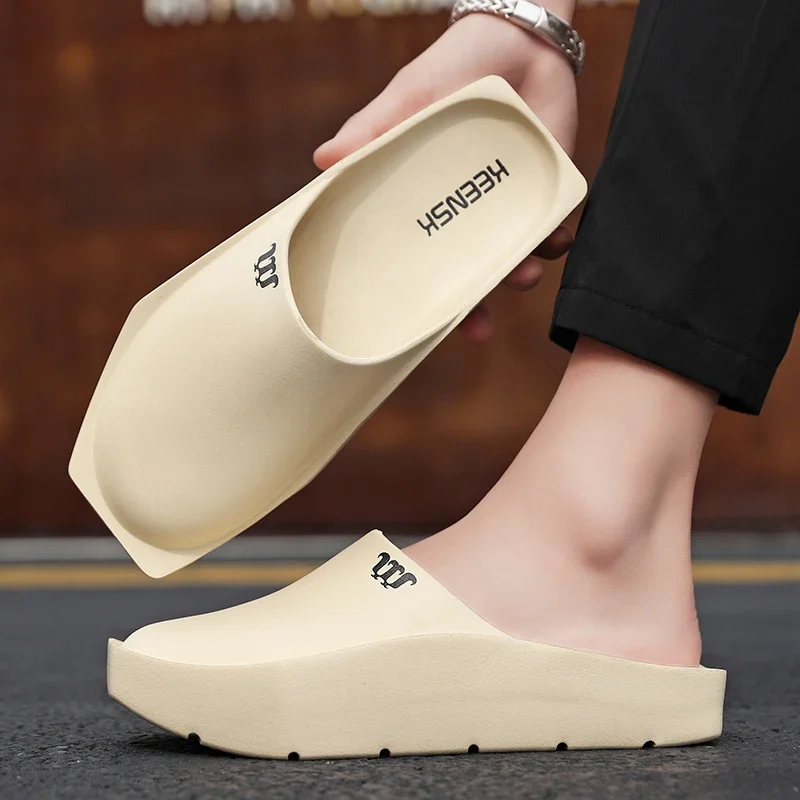 2023 Men Thick Bottom Slippers Platform Bathroom Chef Sheos Designer Sandalias Hombre Indoor Mule Shoes Flip Flops Men Sandals