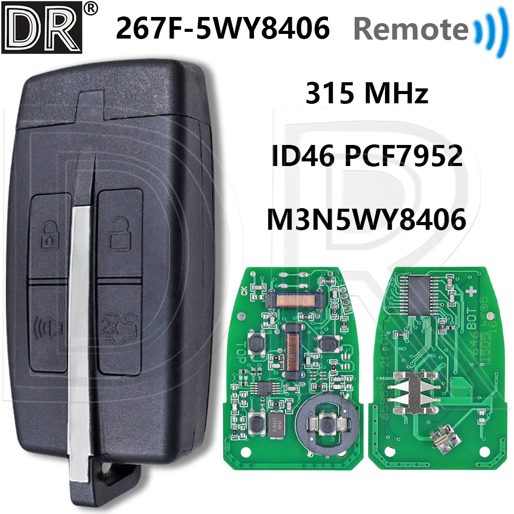 

Отличный смарт-ключ-пульт 315 МГц ID46 PCF7952 Keyless Go M3N5WY8406 для Lincoln MKS MKT Ford Taurus 2009 2010 2011 2012