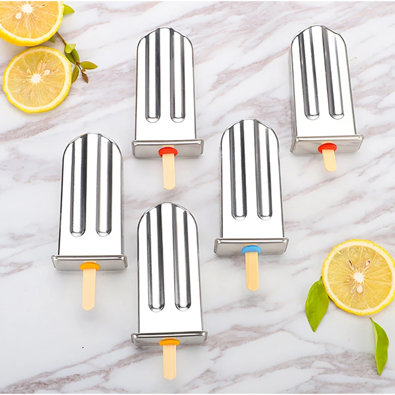 6/10Pcs Popsicle Molds With Holder Stainless Steel Ice Cream Maker Ice Lolly Moulds High Quality Handmade frozen popsicle Molds