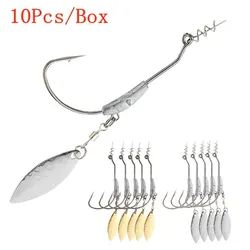 Jig Head Fish Hook 2G 3G 4G Fishing Hooks 10Pcs With Spin Lock Pin Spinner For Soft Fishing Bait Of Carbon Steel Hooks
