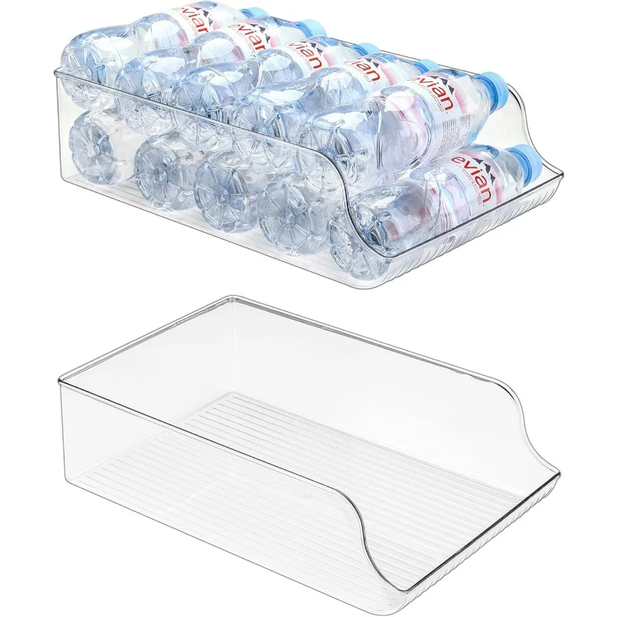 

Puricon 2 Pack 16.9 oz Water Bottle Dispenser Organizer for Refrigerator Plastic Container Storage Bin for Fridge Freezer Pantr
