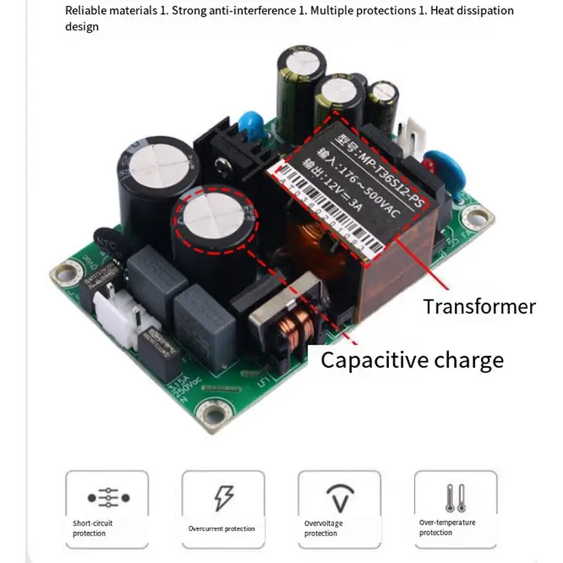 BTLIFE-ACDC36W High Voltage Input Switching Power Supply Module Built In Isolation And Voltage Regulating Power Supply
