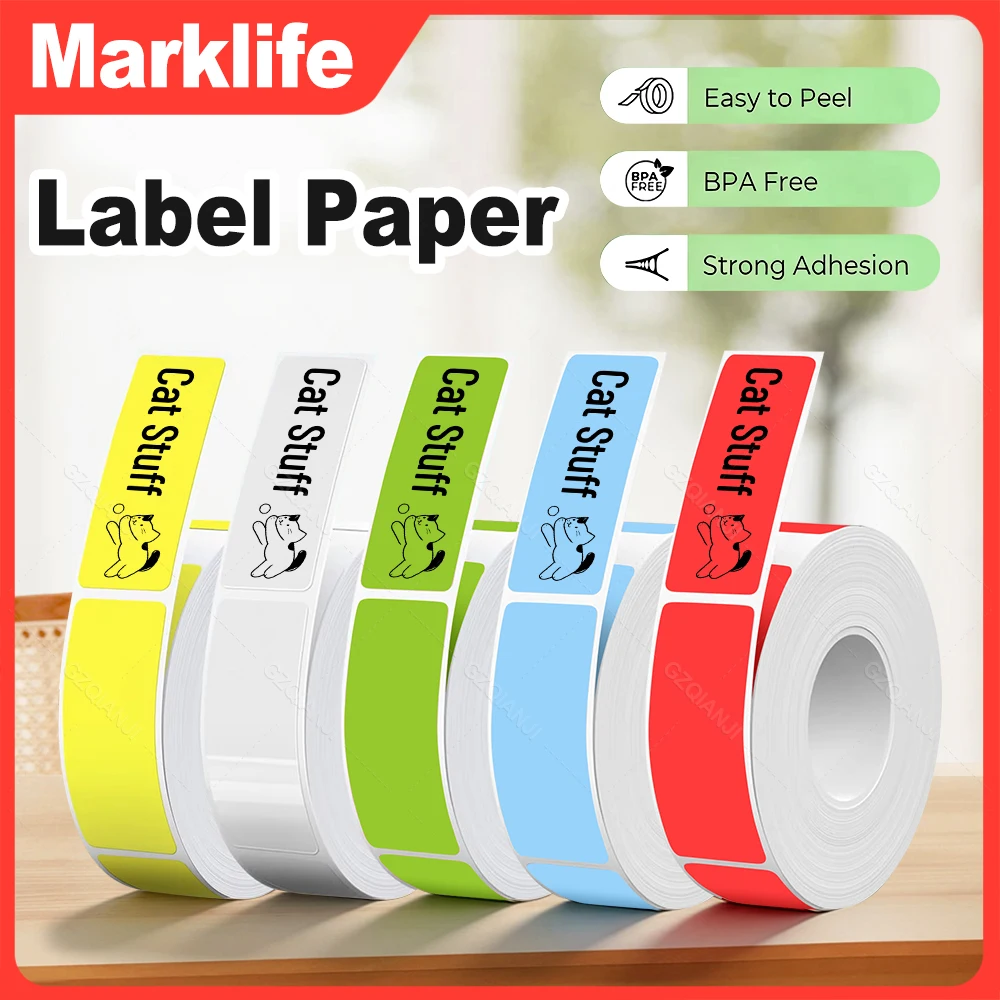 Label Papers for Marklife Thermal Label Printer Adhesive Sticker Thermal Tape Paper Roll For P15,P12,D30,M110,M220,M1,Home Use