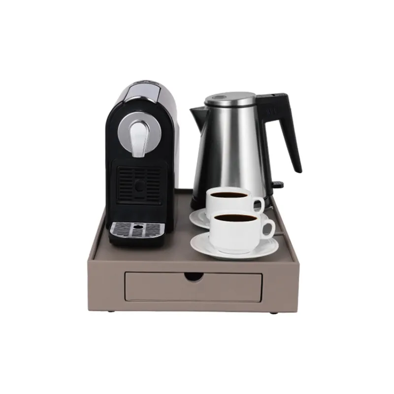 Hotel welcome tray with 1200w electric kettle and universal capsule coffee machine