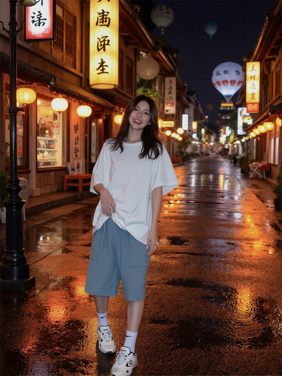 

Широкие шорты для пар, женские милые короткие кавайные эстетические шорты для девочек в консервативном стиле, студенческие плиссированные мини-летние джинсовые трендовые шорты с оборками