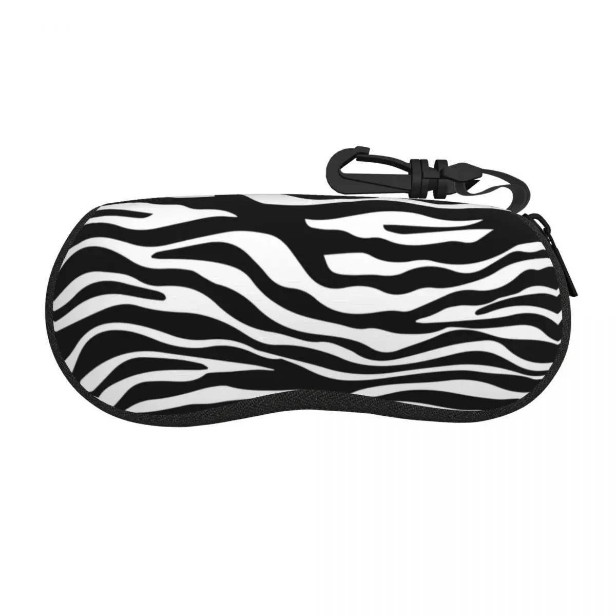 Custom Black And White Zebra Skin Stripes Eyeglasses Cases Wiht Zipper Glasses Pouch Rubber Ultra Light Neoprene Eyewear Holder