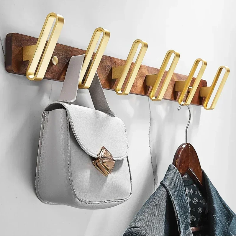 

Nordic Walnut Hanging Clothes Hook, Household Clothes Hook, Bathroom Wall Hanging, Thick Solid Wood Hook, No Drilling Required