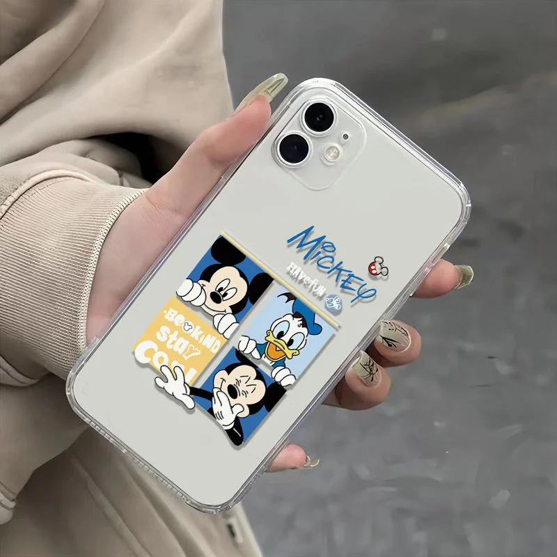 

Cartoon Anime Snicker Mickey Donald Duck four-grid happy Case For iphon 11 12 13 14 15 16 17 Pro Max Plus 17Air Anti-fall Cover
