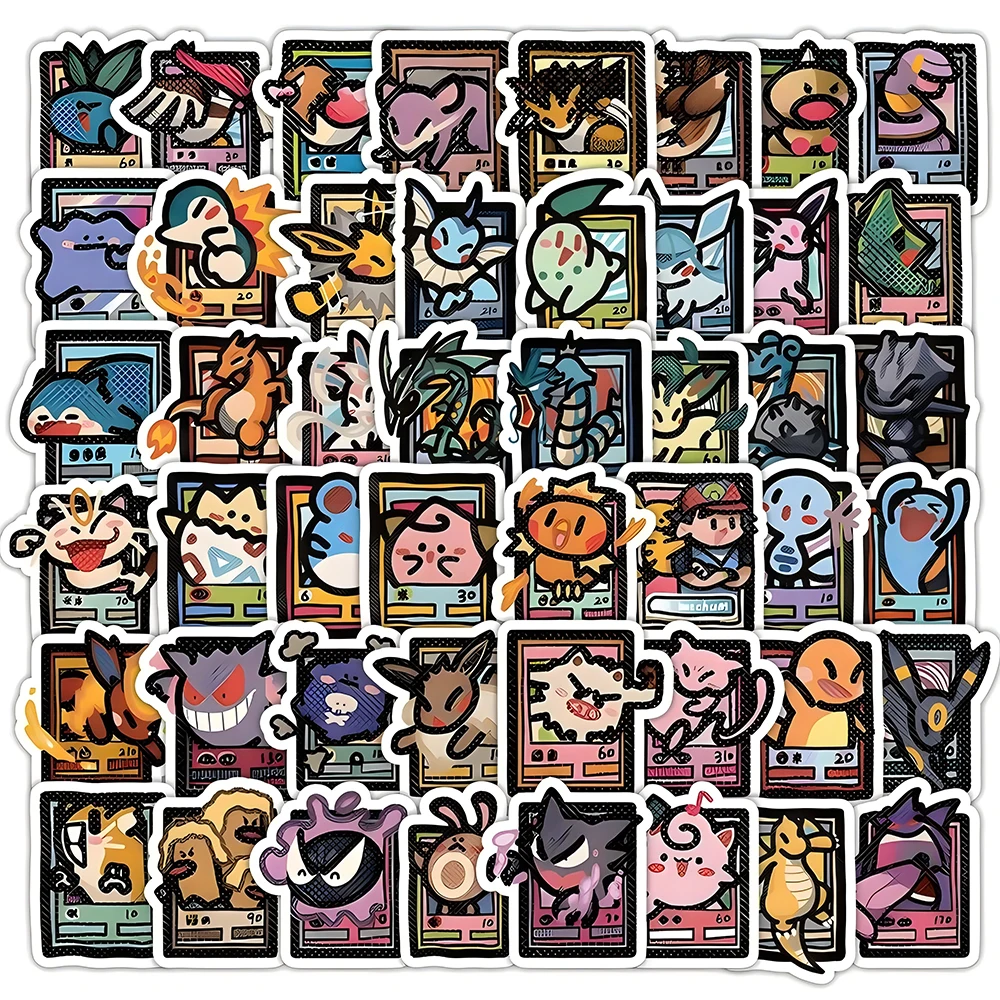 10/30/50/103pcs Pixel Style Anime Pokemon Stickers Pikachu Cartoon Decals DIY Suitcase Stationery Waterproof Sticker for Kids