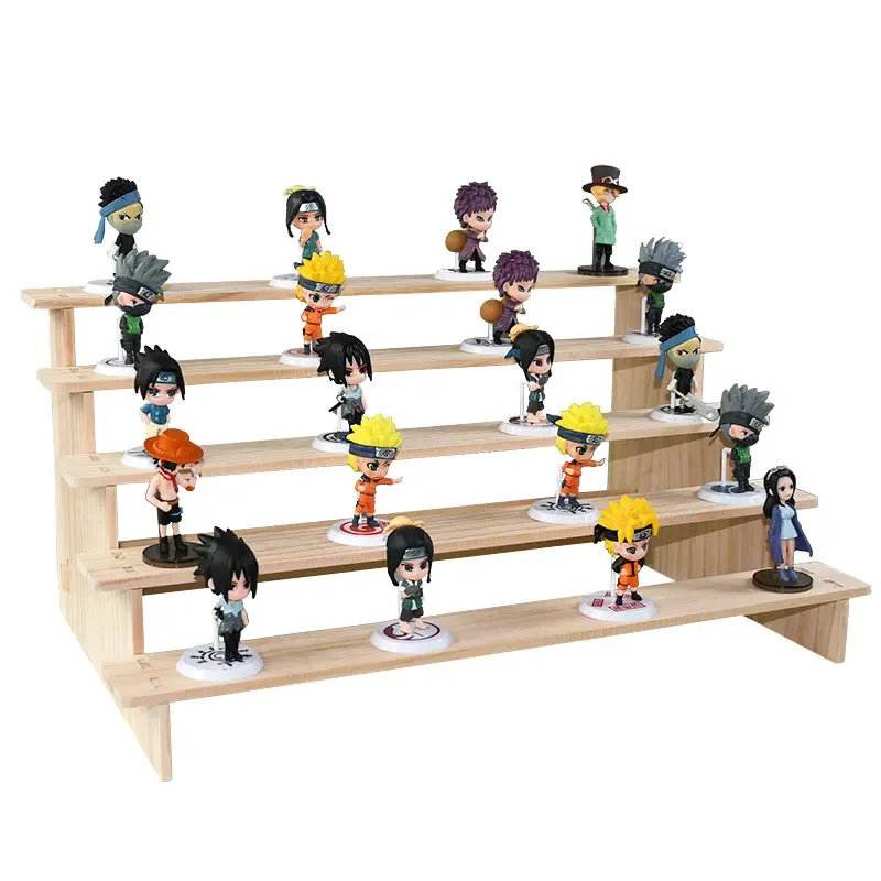 Solid Wood Trapezoidal Doll Display Stand Multi Layer Cosmetics Nail Polish Animation Car Model Jewelry Blind Box Storage Rack