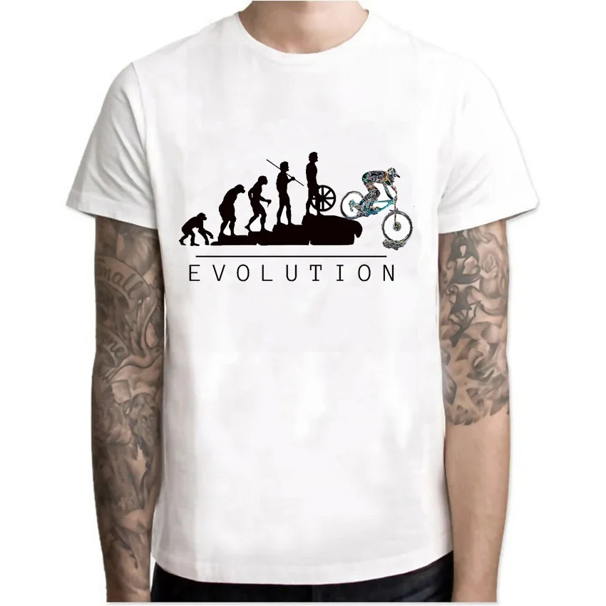 

New Summer Men Short Sleeve Clothing Mountain Bicycle Cycling T-Shirt Mountain Bike Evolution Shirt Boy Casual White Sport Tees