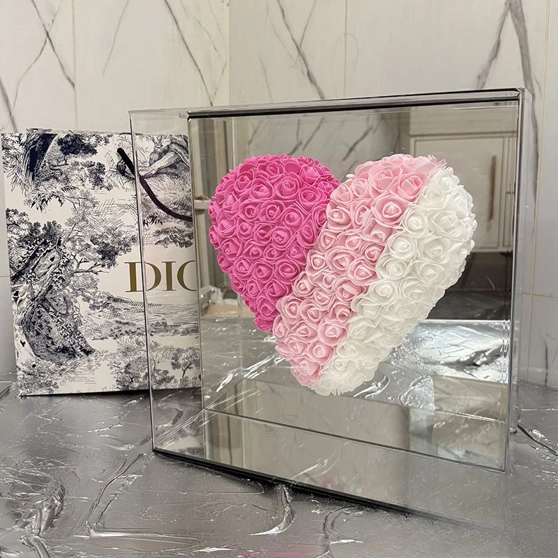 Eternal Flower Mirror Angel Heart Love Acrylic Transparent Flower Heart 80 Birthday Gifts Confession Valentine's Day