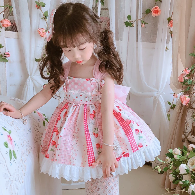 

Ins Spanish Children's Cute Strawberry Lolita Dress Birthday Dress Birthday Eid Party Dresses for Girls Kids Dresses for Girls